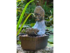 Discount Dobar Zimmerbrunnen Buddha Lotusblüte in Steinoptik mit Deko-Steinen