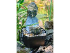 Discount Dobar Zimmerbrunnen Buddha Lotusblüte in Steinoptik mit Deko-Steinen