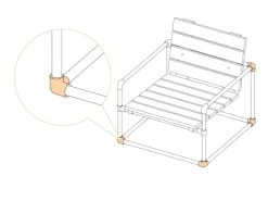Dreiweg-Eckstück 90° für Stahlrohr Ø 2,7 cm