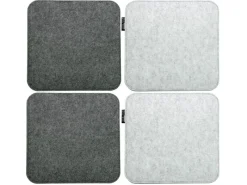 Hot DuneDesign 4 Eckige Sitzkissen aus Filz 35 x 35 cm in Grau und Hellgrau
