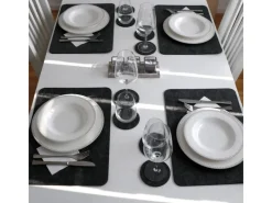 DuneDesign 4 Extradicke Tischsets aus Filz 43 x 30 x 0.5 cm Grau