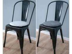 DuneDesign 4 Runde Sitzkissen aus Filz Ø 35 x 2,5 cm in Grau