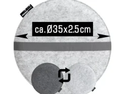 DuneDesign 4 Runde Sitzkissen aus Filz Ø 35 x 2,5 cm in Grau