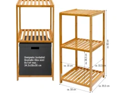 Best DuneDesign Badezimmer-Regal 83 x 38 x 40 cm mit 3 Fächern aus Bambus
