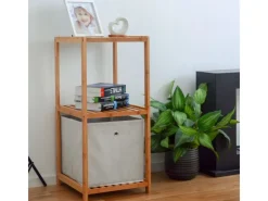 Best DuneDesign Badezimmer-Regal 83 x 38 x 40 cm mit 3 Fächern aus Bambus