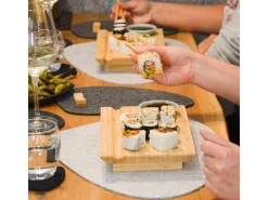 Sale DuneDesign 4er Set Japanisches Sushi Brett 27 x 16 x 4 cm mit Schälchen