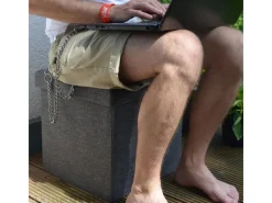 Outlet DuneDesign Faltbarer Sitzwürfel 38 x 38 x 38 cm mit Stauraum Dunkelgrau