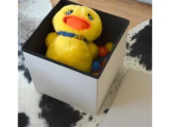 DuneDesign Faltbarer Sitzwürfel 38 x 38 x 38 cm mit Stauraum Beige-Grau