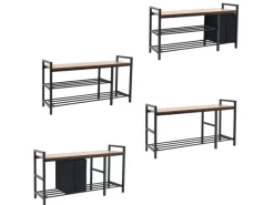DuneDesign Metall Schuhregal mit Sitzbank und Korb 92 x 30 x 52 cm