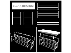 DuneDesign Offener Schuhschrank aus Metall 81 x 32 x 46 cm Grau