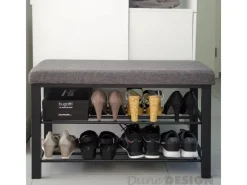 DuneDesign Offener Schuhschrank aus Metall 81 x 32 x 46 cm Grau