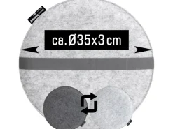 DuneDesign Rundes Sitzkissen aus Filz Ø 35 cm 30 mm Stark in Grau