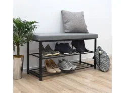 Discount DuneDesign Schuhregal mit Sitzbank 95 x 33 x 52 cm Hellgrau