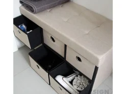 Best DuneDesign Sitzbank mit 80L Sitztruhe und 6 Schubladen 76 x 38 x 38 cm Beige