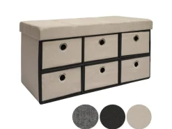 Best DuneDesign Sitzbank mit 80L Sitztruhe und 6 Schubladen 76 x 38 x 38 cm Beige