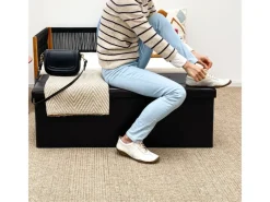 DuneDesign Sitzbank mit 120L Stauraum 110 x 38 x 38 cm in Schwarz