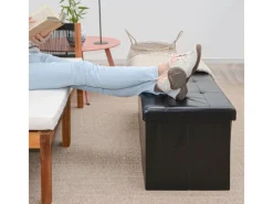 DuneDesign Sitzbank mit 120L Stauraum 110 x 38 x 38 cm in Schwarz