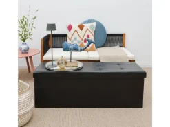 DuneDesign Sitzbank mit 120L Stauraum 110 x 38 x 38 cm in Schwarz