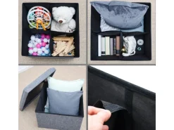 DuneDesign Sitzhocker mit Stauraum 56 x 56 x 40 aus Filz Grau