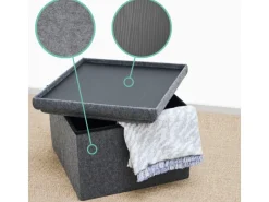 DuneDesign Sitzhocker mit Stauraum 56 x 56 x 40 aus Filz Grau
