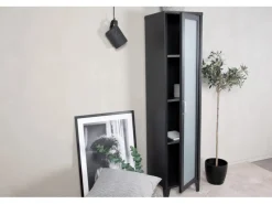 Sale ebuy24 Acero Vitrinenschrank 1 Tür 4 Ablagen Schwarz