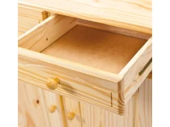 ebuy24 Alican Vitrinenschrank 2 Türen 2 Glastüren 2 Schubladen Natur