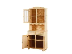 ebuy24 Alican Vitrinenschrank 2 Türen 2 Glastüren 2 Schubladen Natur