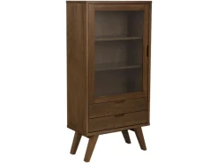 ebuy24 A-Line Vitrinenschrank 1 Tür 2 Schubladen 2 Regale Grau