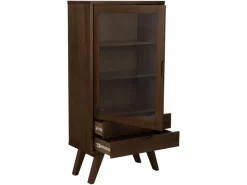 ebuy24 A-Line Vitrinenschrank 1 Tür 2 Schubladen 2 Regale Grau