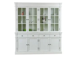 ebuy24 Amaretta 4-Türige Vitrinenschrank Antik Weiss Antik Patiniert