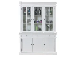 ebuy24 Amaretta 3-Türige Vitrinenschrank Antik Weiß Antik Patinert