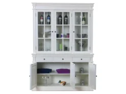 ebuy24 Amaretta 3-Türige Vitrinenschrank Antik Weiß Antik Patinert