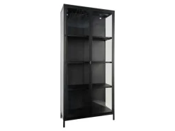 ebuy24 Brisbane Vitrinenschrank Höhe 175 cm Schwarz