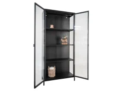 ebuy24 Brisbane Vitrinenschrank Höhe 175 cm Schwarz