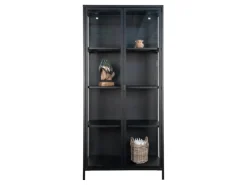 ebuy24 Brisbane Vitrinenschrank Höhe 175 cm Schwarz