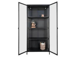 ebuy24 Brisbane Vitrinenschrank Höhe 175 cm Schwarz