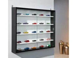 ebuy24 Comit Vitrinenschrank Wandhängend 2 Glastüren Weiss Schwarz