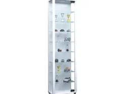 ebuy24 Edana Maxi Vitrinenschrank 1 Glastür Glasvitrine mit 8 Glasböden Weiß