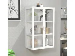 Best ebuy24 FlokasVL Vitrinenschrank Wandhängend 2 Türen Weiß
