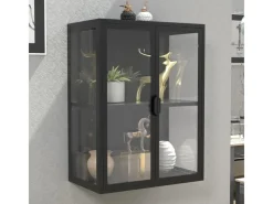 ebuy24 FlokasVM Vitrinenschrank Wandhängend 2 Türen Schwarz