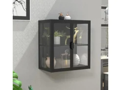ebuy24 FlokasVS Vitrinenschrank Wandhängend 2 Türen Schwarz