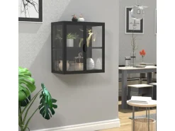 ebuy24 FlokasVS Vitrinenschrank Wandhängend 2 Türen Schwarz