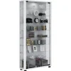 ebuy24 Lumo Maxi Vitrinenschrank 2 Glastüren Glasvitrinen mit LED-Leuchten Weiß