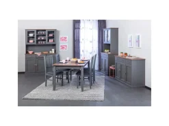 ebuy24 Luzerna Vitrinenschrank mit 3+2 Türen und 3 Schubladen Grau Braun