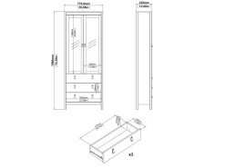Online ebuy24 Madrid Vitrinenschrank 2 Glastüren 3 Schubladen Weiß