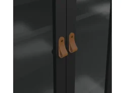 ebuy24 Madrid Vitrinenschrank 2 Glastüren 3 Schubladen Schwarz Matt