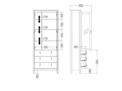 ebuy24 Madrid Vitrinenschrank 2 Glastüren 3 Schubladen Schwarz Matt