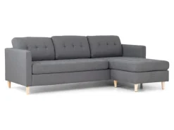 Discount ebuy24 Marino Sofa Chaiselongsofa Rechts oder Links Gewendet in HellGrauen Stoff mit Holzbeinen