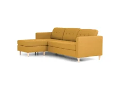 ebuy24 Marino Sofa Chaiselongsofa Rechts oder Links Gewendet in Stoff Currygelb mit Holzbeinen