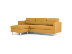 ebuy24 Marino Sofa Chaiselongsofa Rechts oder Links Gewendet in Stoff Currygelb mit Holzbeinen